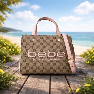 NWT Bebe Los Angeles Blush Mini Tote Bag Logo Print